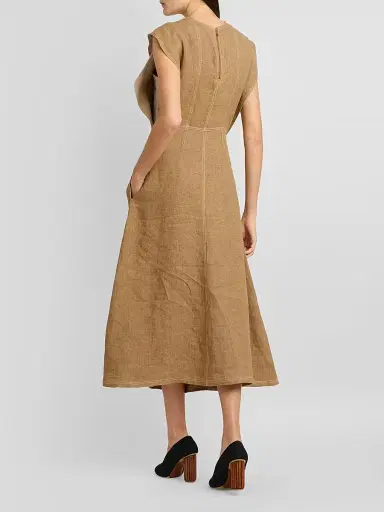 MOSCHINO Women's Straw Linen Midi Dress | Thumbnail 3 MOSCHINO Women's Straw Linen Midi Dress | Thumbnail 3
