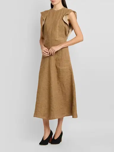 MOSCHINO Women's Straw Linen Midi Dress | Thumbnail 4 MOSCHINO Women's Straw Linen Midi Dress | Thumbnail 4