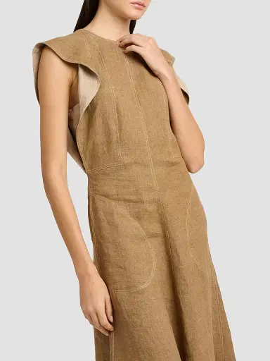 MOSCHINO Women's Straw Linen Midi Dress | Thumbnail 5 MOSCHINO Women's Straw Linen Midi Dress | Thumbnail 5