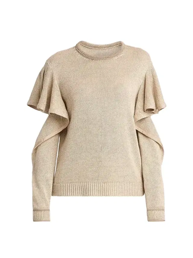 Moschino Women's Ruffle Cold Shoulder Knit Sweater - Multi Beige