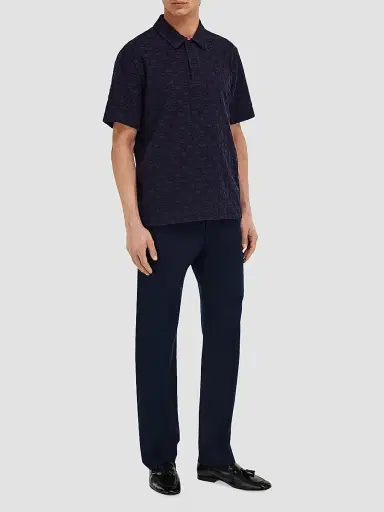 Ferragamo Men's Monogram Cotton Polo Shirt | Thumbnail 2