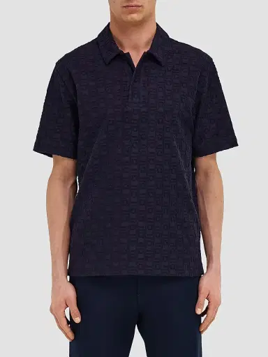 Ferragamo Men's Monogram Cotton Polo Shirt | Thumbnail 3