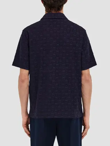 Ferragamo Men's Monogram Cotton Polo Shirt | Thumbnail 4