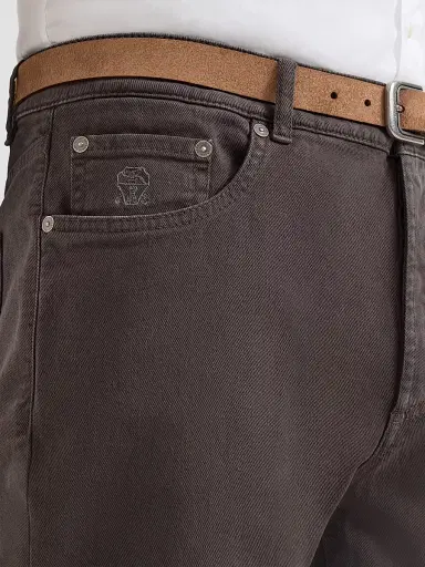 Brunello Cucinelli Men's Lightweight Denim Traditional Fit Five-Pocket Jeans - Brown - Size 50 | Thumbnail 5 Brunello Cucinelli Men's Lightweight Denim Traditional Fit Five-Pocket Jeans - Brown - Size 50 | Thumbnail 5