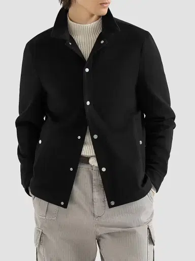 Brunello Cucinelli Men's Lightweight Cashmere Flannel Outerwear Jacket - Black - Size 48 | Thumbnail 2