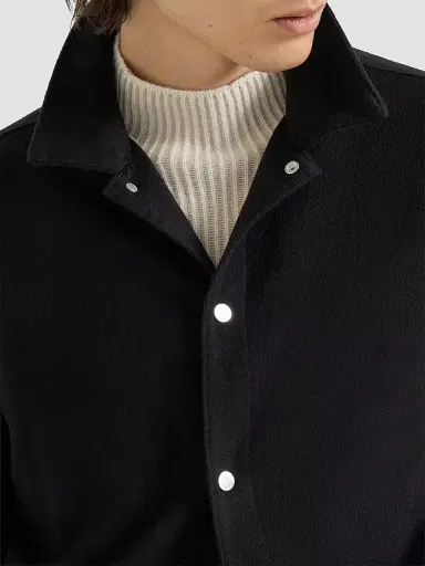 Brunello Cucinelli Men's Lightweight Cashmere Flannel Outerwear Jacket - Black - Size 48 | Thumbnail 5