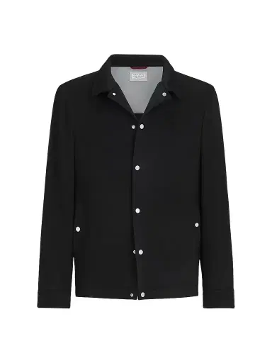 Brunello Cucinelli Men's Lightweight Cashmere Flannel Outerwear Jacket - Black - Size 48 | Thumbnail 1