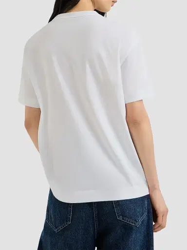 Brunello Cucinelli Women's Cotton Jersey T-Shirt with Dazzling Windowpane Embroidery - White | Thumbnail 3 Brunello Cucinelli Women's Cotton Jersey T-Shirt with Dazzling Windowpane Embroidery - White | Thumbnail 3