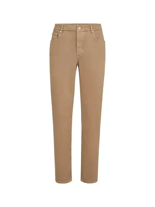 Brunello Cucinelli Men's Lightweight Denim Traditional Fit Five-Pocket Jeans - Camel