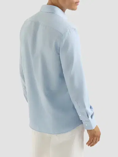 Brunello Cucinelli Men's Cotton and Cashmere Denim-Effect Diagonal Shirt - Sky Blue - Size XXXXL | Thumbnail 3
