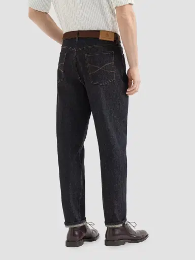 Brunello Cucinelli Men's No-Fade Denim Iconic Fit Five-Pocket Jeans - Dark Denim | Thumbnail 3 Brunello Cucinelli Men's No-Fade Denim Iconic Fit Five-Pocket Jeans - Dark Denim | Thumbnail 3