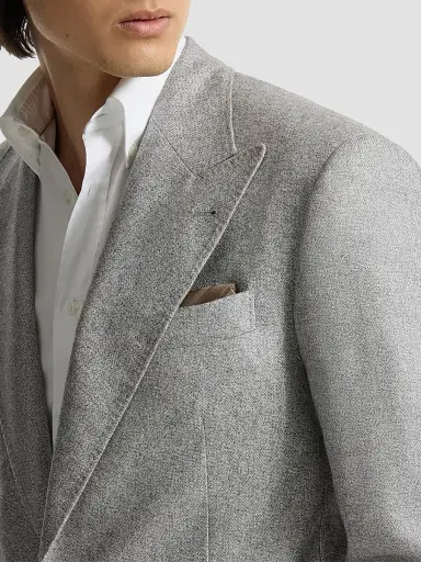 Brunello Cucinelli Men's Regimental Stripe Silk Pocket Square - Brown | Thumbnail 3 Brunello Cucinelli Men's Regimental Stripe Silk Pocket Square - Brown | Thumbnail 3
