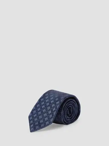 Brunello Cucinelli Men's Silk Tie with Geometric Floral Pattern | Thumbnail 2 Brunello Cucinelli Men's Silk Tie with Geometric Floral Pattern | Thumbnail 2