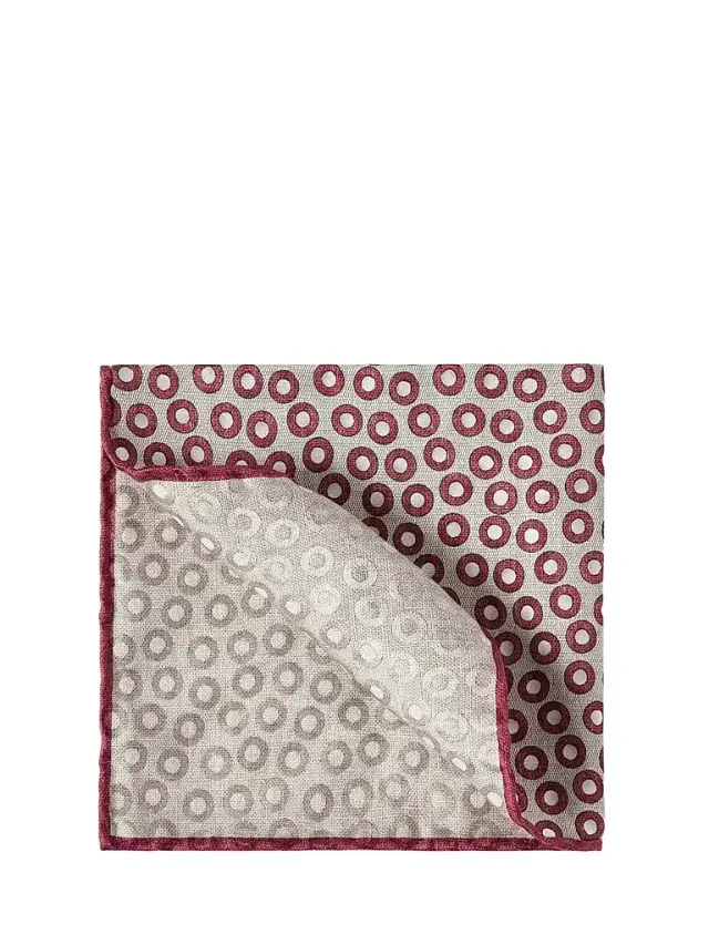 Brunello Cucinelli Men's Spotted Pattern Silk Pocket Square - Red White