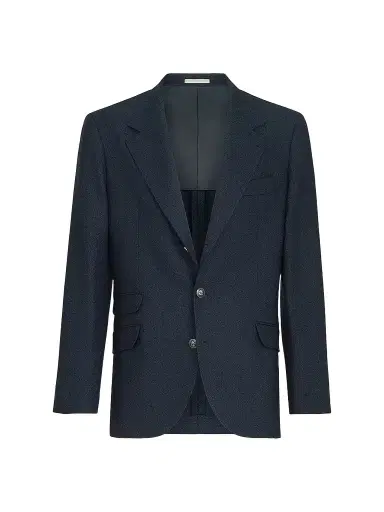 Brunello Cucinelli Men's Mouliné Virgin Wool Twill Deconstructed Cavallo Blazer - Navy Blue - Size 48 | Thumbnail 1