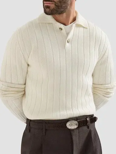 Brunello Cucinelli Men's Cashmere Ribbed Knit Polo Shirt - Panama - Size 48 | Thumbnail 4 Brunello Cucinelli Men's Cashmere Ribbed Knit Polo Shirt - Panama - Size 48 | Thumbnail 4