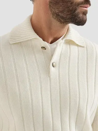 Brunello Cucinelli Men's Cashmere Ribbed Knit Polo Shirt - Panama - Size 48 | Thumbnail 5 Brunello Cucinelli Men's Cashmere Ribbed Knit Polo Shirt - Panama - Size 48 | Thumbnail 5