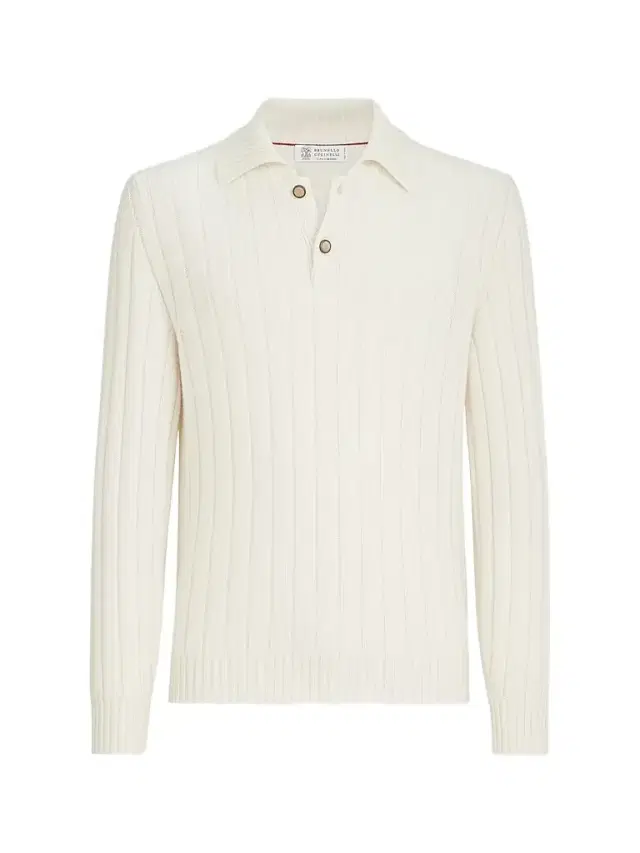 Brunello Cucinelli Men's Cashmere Ribbed Knit Polo Shirt - Panama