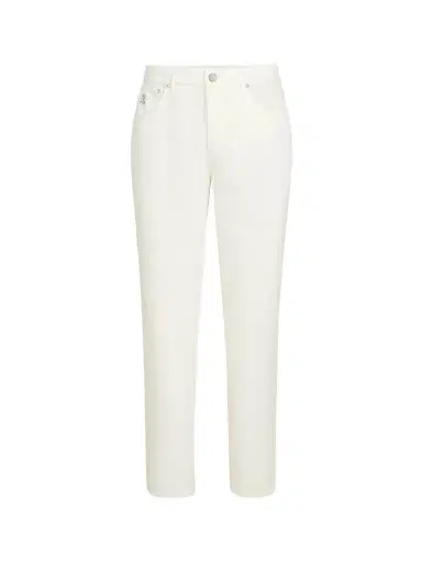 Brunello Cucinelli Men's Five-Pocket Italian Fit Trousers in Cotton Narrow Wale Corduroy - Snow | Thumbnail 1 Brunello Cucinelli Men's Five-Pocket Italian Fit Trousers in Cotton Narrow Wale Corduroy - Snow | Thumbnail 1