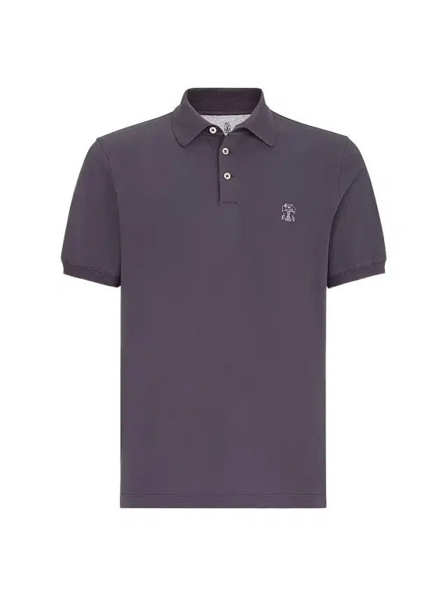 Men's Cotton Piqué Polo Shirt with Logo - Purple