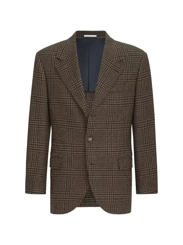 Men's Cashmere Prince of Wales Tailor Blazer - Chestnut