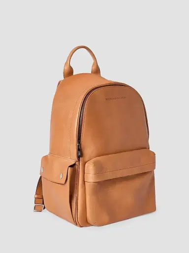 Brunello Cucinelli Men's Cowhide Travel Backpack - Cognac | Thumbnail 2