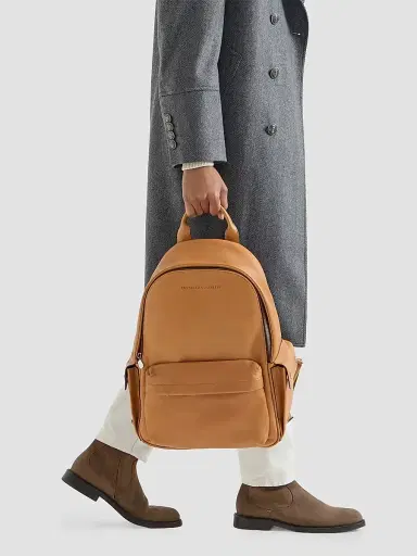 Brunello Cucinelli Men's Cowhide Travel Backpack - Cognac | Thumbnail 5