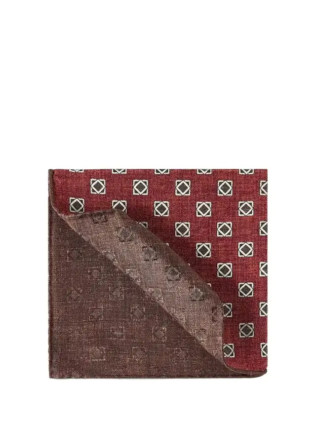 Brunello Cucinelli Men's Silk Geometric Pattern Pocket Square - Burned