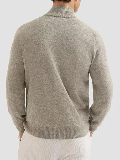 Brunello Cucinelli Men's Cashmere High-Neck Cardigan with Zipper - Beige - Size 52 | Thumbnail 4 Brunello Cucinelli Men's Cashmere High-Neck Cardigan with Zipper - Beige - Size 52 | Thumbnail 4