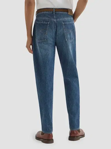 Brunello Cucinelli Men's Denim Iconic Fit Five-Pocket Jeans with Rips - Dark Denim - Size 40 | Thumbnail 3 Brunello Cucinelli Men's Denim Iconic Fit Five-Pocket Jeans with Rips - Dark Denim - Size 40 | Thumbnail 3