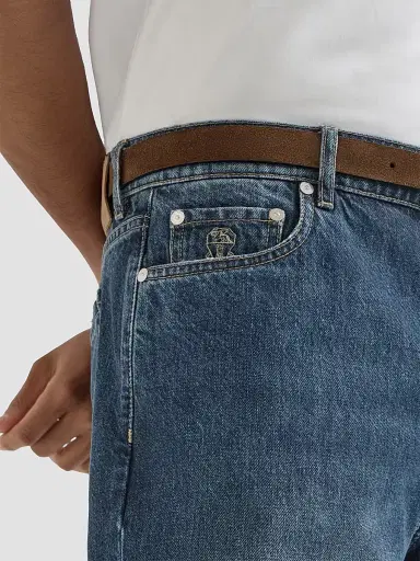 Brunello Cucinelli Men's Denim Iconic Fit Five-Pocket Jeans with Rips - Dark Denim - Size 40 | Thumbnail 4 Brunello Cucinelli Men's Denim Iconic Fit Five-Pocket Jeans with Rips - Dark Denim - Size 40 | Thumbnail 4
