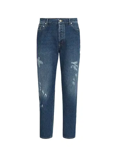 Brunello Cucinelli Men's Denim Iconic Fit Five-Pocket Jeans with Rips - Dark Denim - Size 40 | Thumbnail 1 Brunello Cucinelli Men's Denim Iconic Fit Five-Pocket Jeans with Rips - Dark Denim - Size 40 | Thumbnail 1