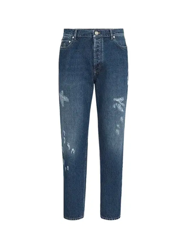 Brunello Cucinelli Men's Denim Iconic Fit Five-Pocket Jeans with Rips - Dark Denim