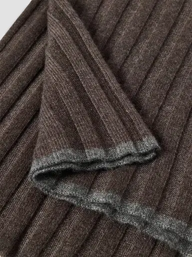 Brunello Cucinelli Men's Cashmere Rib Knit Scarf | Thumbnail 3 Brunello Cucinelli Men's Cashmere Rib Knit Scarf | Thumbnail 3