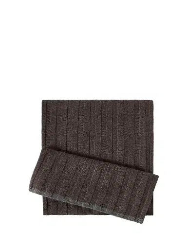 Brunello Cucinelli Men's Cashmere Rib Knit Scarf | Thumbnail 1 Brunello Cucinelli Men's Cashmere Rib Knit Scarf | Thumbnail 1