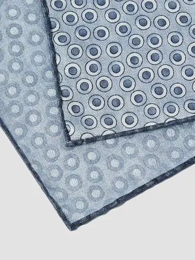 Brunello Cucinelli Men's Spotted Pattern Silk Pocket Square - Cerulean | Thumbnail 2