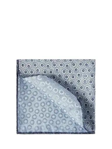 Brunello Cucinelli Men's Spotted Pattern Silk Pocket Square - Cerulean | Thumbnail 1