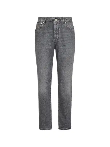 Brunello Cucinelli Men's Greyscale Denim Leisure Fit Five-Pocket Jeans - Medium Grey - Size 48 | Thumbnail 1