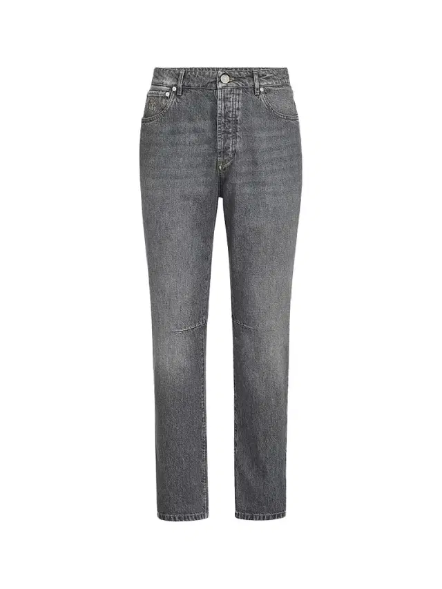 Men's Greyscale Denim Leisure Fit Five-Pocket Jeans - Medium Grey