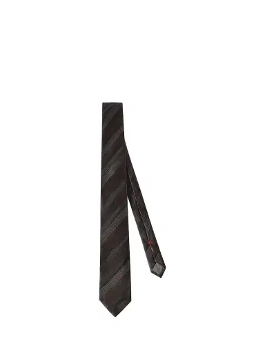 Brunello Cucinelli Men's Regimental Stripe Silk Tie | Thumbnail 1 Brunello Cucinelli Men's Regimental Stripe Silk Tie | Thumbnail 1