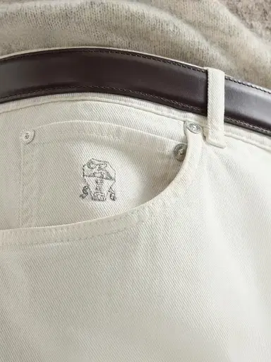 Brunello Cucinelli Men's Garment-Dyed Comfort Denim Five-Pocket Jeans - White | Thumbnail 5 Brunello Cucinelli Men's Garment-Dyed Comfort Denim Five-Pocket Jeans - White | Thumbnail 5
