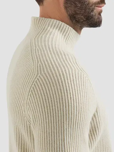 Brunello Cucinelli Men's Cashmere English Rib Turtleneck Sweater - Panama - Size 50 | Thumbnail 5