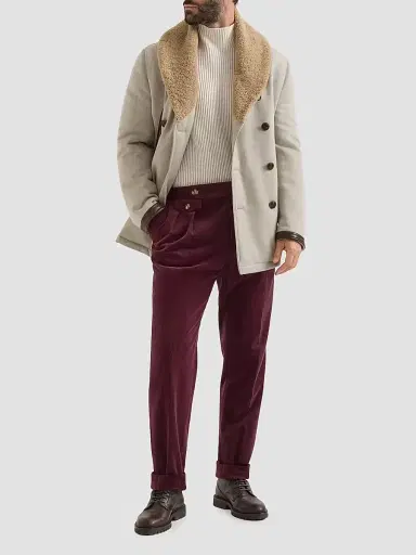 Brunello Cucinelli Men's Cashmere English Rib Turtleneck Sweater - Panama - Size 50 | Thumbnail 6