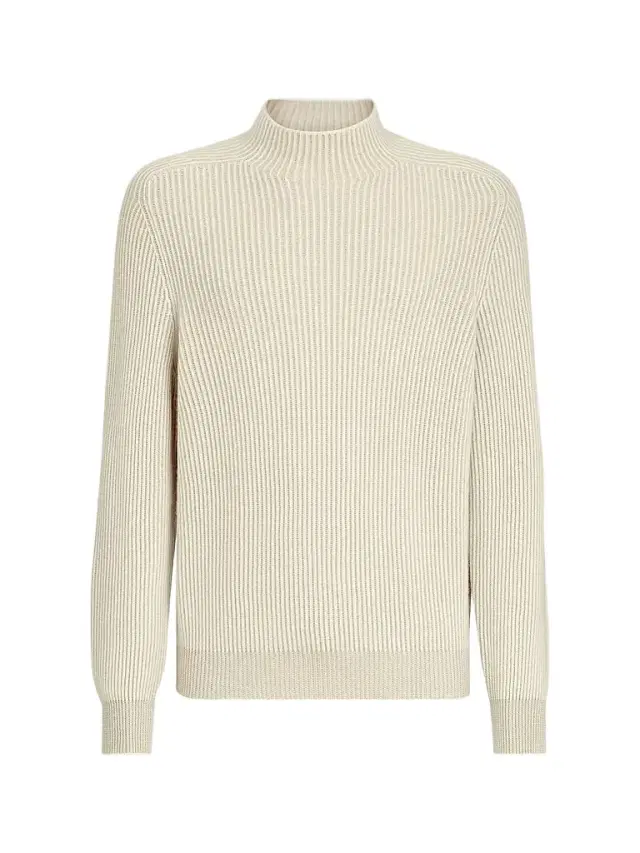 Brunello Cucinelli Men's Cashmere English Rib Turtleneck Sweater - Panama