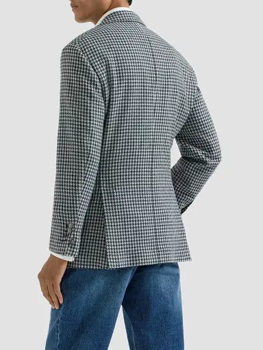 Brunello Cucinelli Men's Cashmere Macro Houndstooth Tailor Blazer with Peak Lapels - Navy Blue - Size 48 | Thumbnail 4 Brunello Cucinelli Men's Cashmere Macro Houndstooth Tailor Blazer with Peak Lapels - Navy Blue - Size 48 | Thumbnail 4