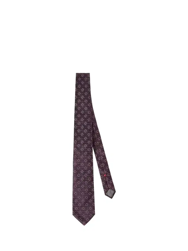 Brunello Cucinelli Men's Silk Tie with Geometric Pattern - Purple