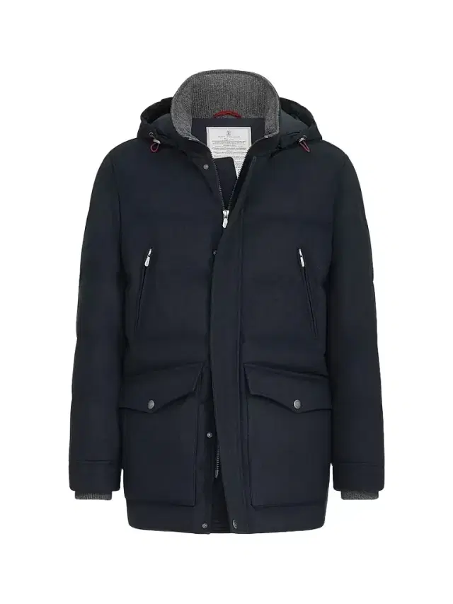 Brunello Cucinelli Men's Bonded Wool Flannel Down Parka Jacket - Blue