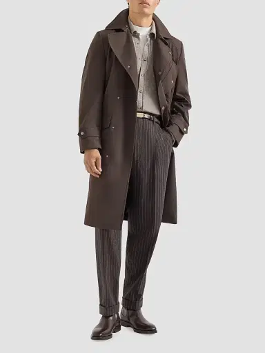 Brunello Cucinelli Men's Virgin Wool, Cashmere and Silk Knit Shirt - Stone Grey | Thumbnail 6