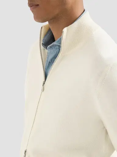 Brunello Cucinelli Men's Cashmere High-Neck Cardigan with Zipper - Panama - Size 52 | Thumbnail 6 Brunello Cucinelli Men's Cashmere High-Neck Cardigan with Zipper - Panama - Size 52 | Thumbnail 6