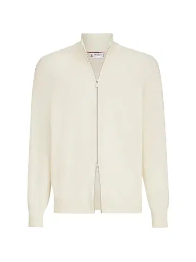 Brunello Cucinelli Men's Cashmere High-Neck Cardigan with Zipper - Panama - Size 52 | Thumbnail 1 Brunello Cucinelli Men's Cashmere High-Neck Cardigan with Zipper - Panama - Size 52 | Thumbnail 1
